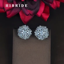 Hiневесты Элегантные украшения сверкающие AAA+ серьги с цирконием кубической огранки дизайн белое золото цвет серьги женские вечерние подарки E-809