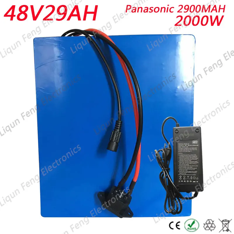 Perfect Free Shipping Lithium ion Battery Pack 48V 29AH 2000W use For Panasonic 18650 Cell with 2A Charger 50A BMS Electric Bike Battery 0 Perfect Free Shipping Lithium ion Battery Pack 48V 29AH 2000W use For Panasonic 18650 Cell with 2A Charger 50A BMS Electric Bike Battery 0