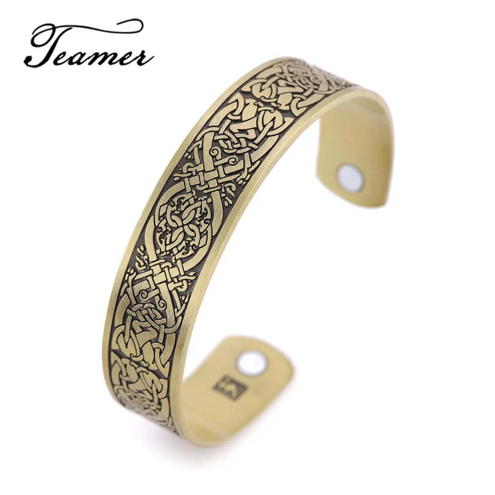 

Teamer Celt Irish Knot Bangles Magnetic Power Hologram Bracelets Cuff Bangle for Women Men Vintage Jewelry for Health Caring