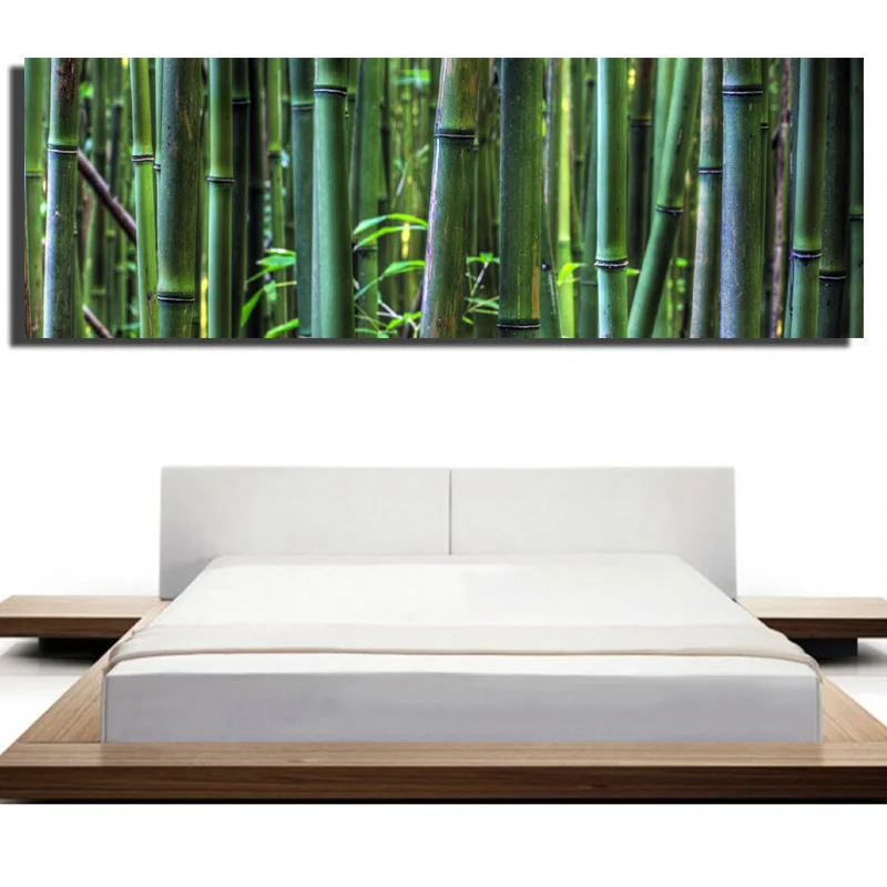HD печать зеленый Бамбуковый Лес холст картины красивая природа пейзаж настенные картины для кровати комнаты настенные плакаты и принты