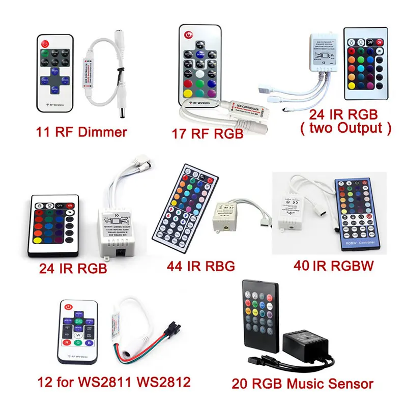 

IR RF Wireless Music Remote Control RGB RGBW Controller Dimmer 11 17 20 24 40 44 Keys for 5050 5630 2835 3528 LED Strip Light