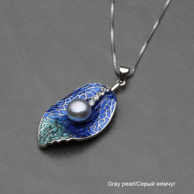 Настоящее 925 пробы Серебряное ожерелье с кулоном из натурального жемчуга, ожерелье из пресноводного жемчуга, ювелирные изделия для женщин - Цвет камня: grey pearl pendant