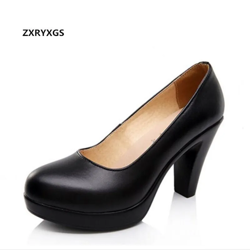 

Newest Genuine Leather Shoes Women High Heel Shoes 2019 Spring Autumn Black Women Pumps Shoes Comfortable Women Shoes High Heels
