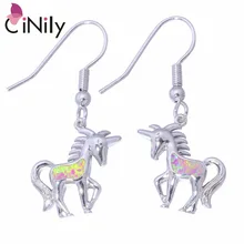 Cinily создан розовый синий оранжевый огненный опал Серебро покрытием лошади для Для женщин jewelry Висячие Серьги 1 3/" oh2740-42