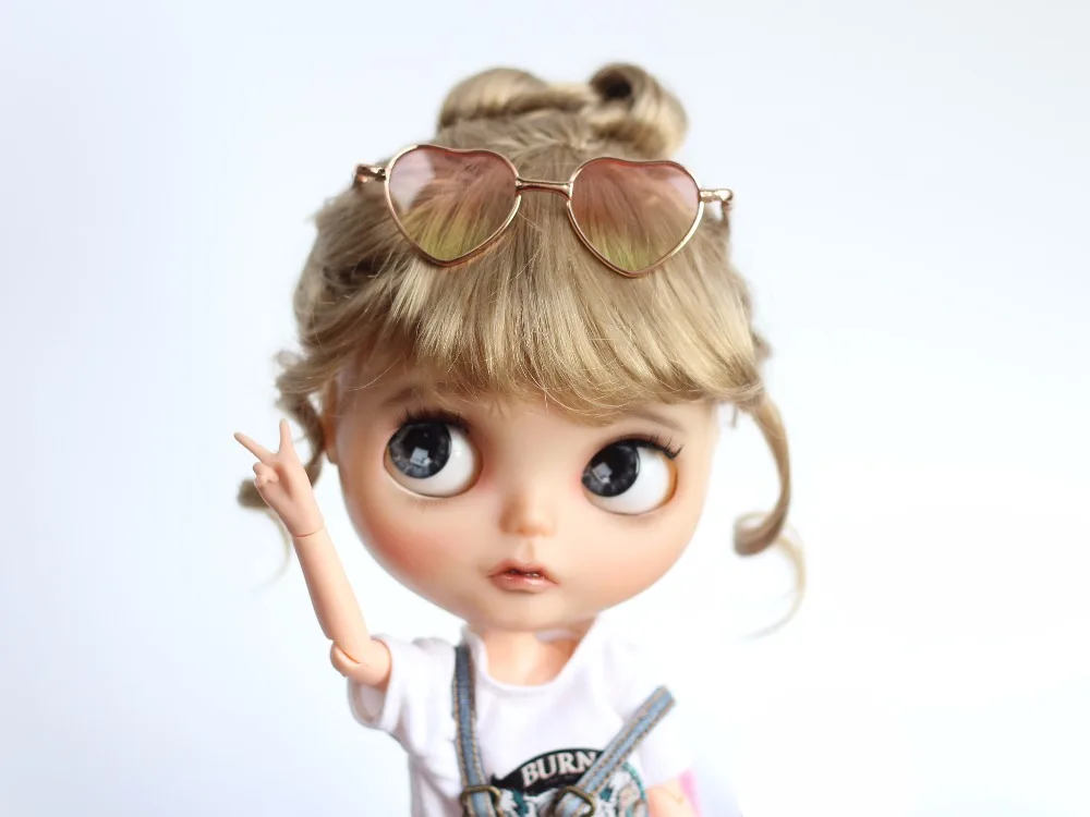 1 шт., 8 см, крутые солнцезащитные очки в форме сердца для кукол Blyth BJD, реквизит для фотосессии, кукольные очки для кукол, плавное изменение цвета