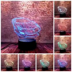 Модель автомобиля 3D иллюзия ночник светодио дный LED цвета Изменение свет настольная лампа игрушечные лошадки