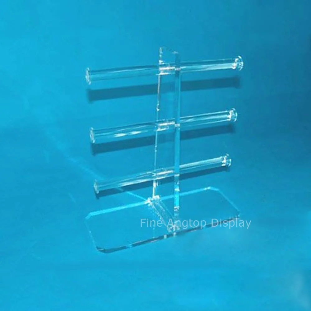 3 Tier Acrylic Bracelet T-Bar Tree Stand Jewelry Home Storage Holder Display acrylic jewelry holder standing display bar solid retail display for bracelets hair ties home vanity