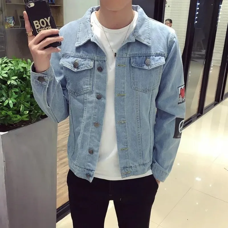 New Casual Sanding Slim Mens Denim Jacket Men's Clothing Bomber Jacket Men Cowboy Men's Jean Jacket Chaqueta Hombre Cotton Jeans