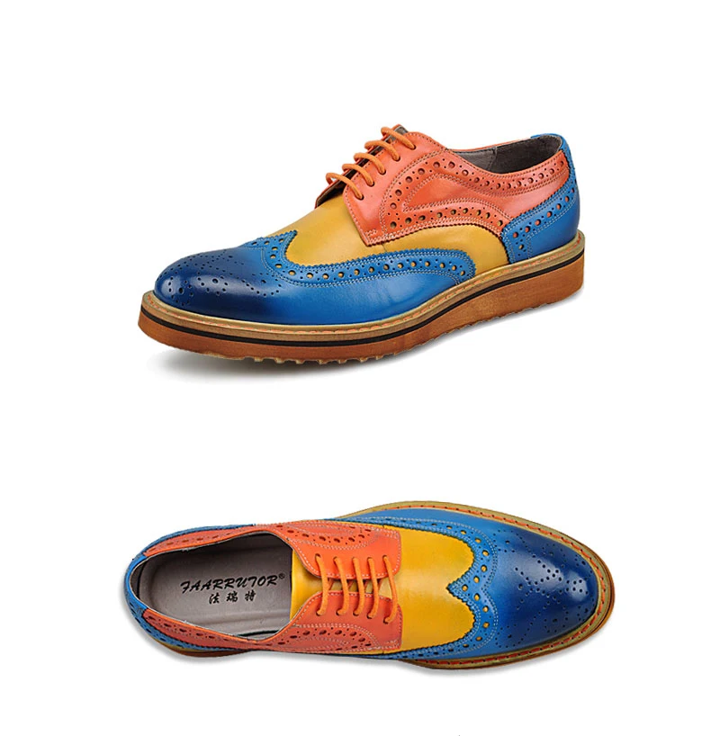 Мужские туфли-оксфорды из натуральной кожи на шнуровке в стиле ретро; разноцветная обувь с перфорацией типа «броги»; деловые мужские модельные свадебные туфли