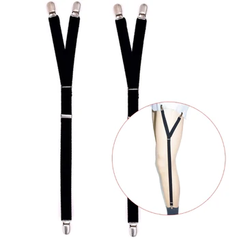 

2Pcs/Set Y Style Elastic Leg Suspender Strap Shirt Stays Non-slip Locking Clamps