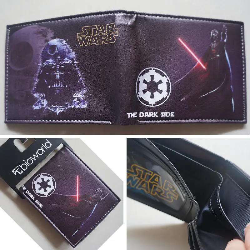 

2018 New Movie Star Wars Darth Vader Character Logo wallets Purse Black Leather W018