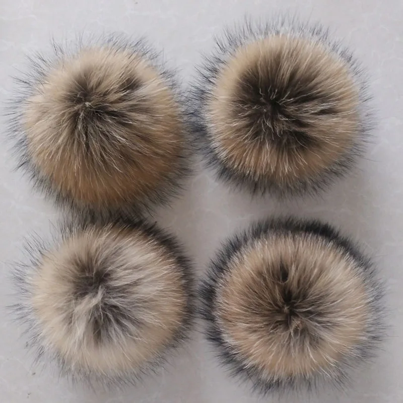 12-15 см натуральный Hairball Hat Pom ручная работа DIY действительно Лисий большой шарик для волос аксессуары для шапок помпон с пряжкой