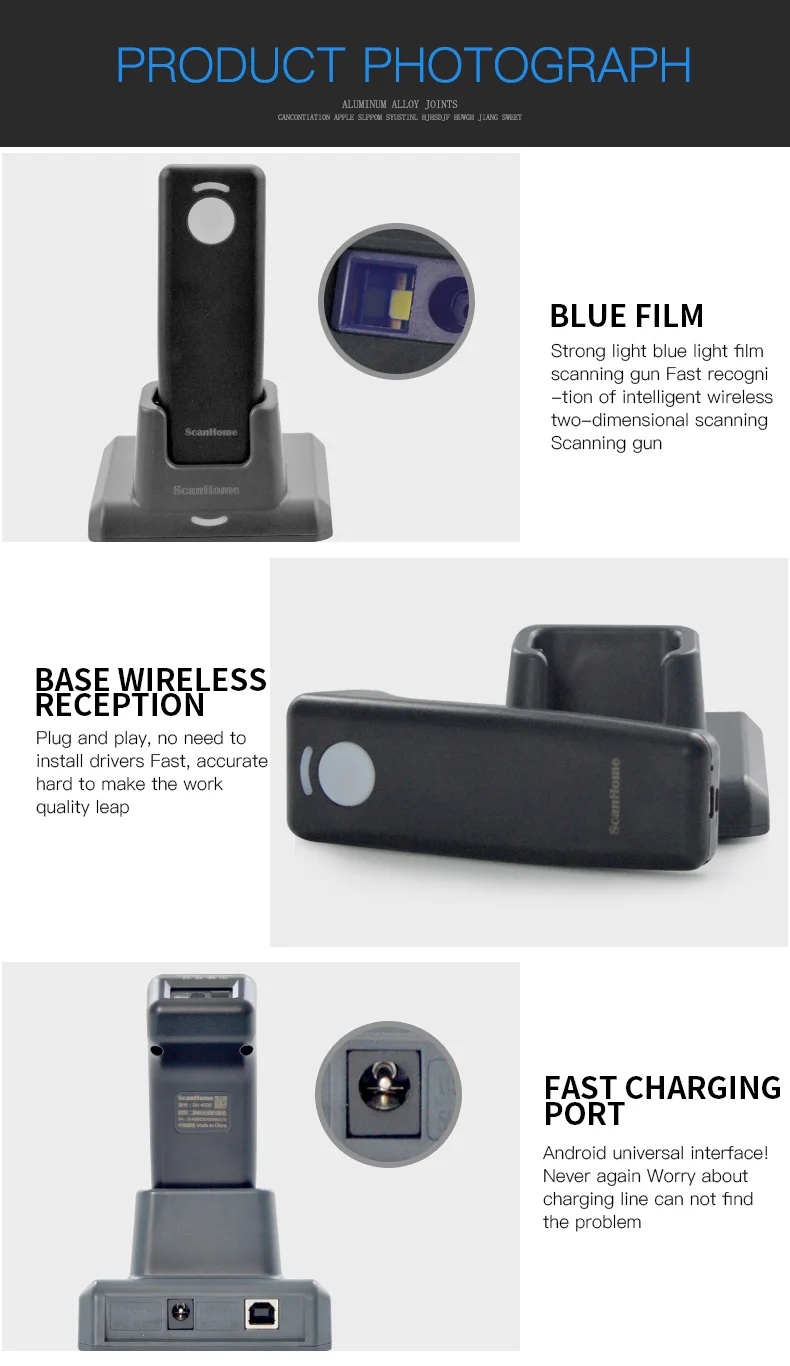 Scanhome sem Fio Base de Carregamento sem Fio Rs232 sem Fio Barcod Scanner 433 hz Sh-4000 1d 2d Usb 14 Cheap scan gun