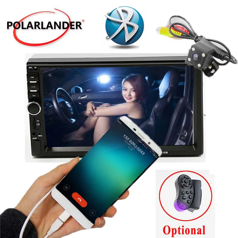 2 Din ЖК дисплей сенсорный экран дюймов 7 автомобиля радио плеер Bluetooth