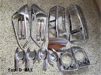 

ABS Door handle Oil tank cover Front+Rear headlight Lamp Cover trim For ISUZU D-MAX DMAX 2012-2015 Car styling