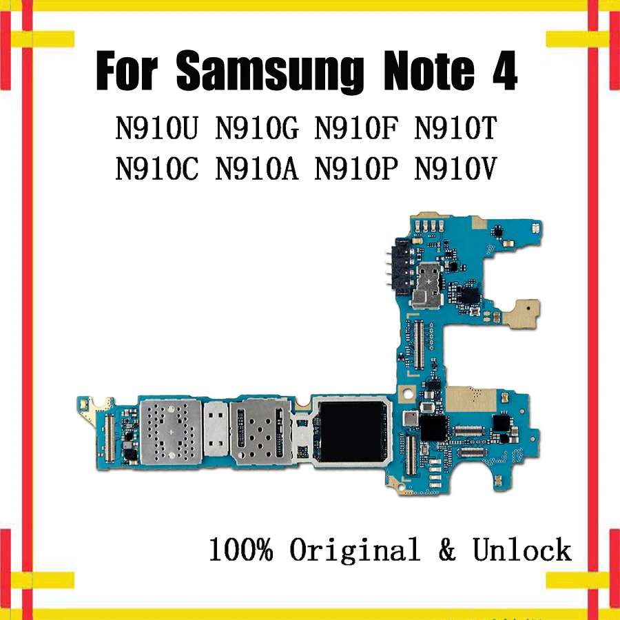 

Original Mother Board For Samsung Galaxy Note 4 N910U N910G N910F N910T N910C N910A N910P N910V Mainboard Unlocked Tested Well