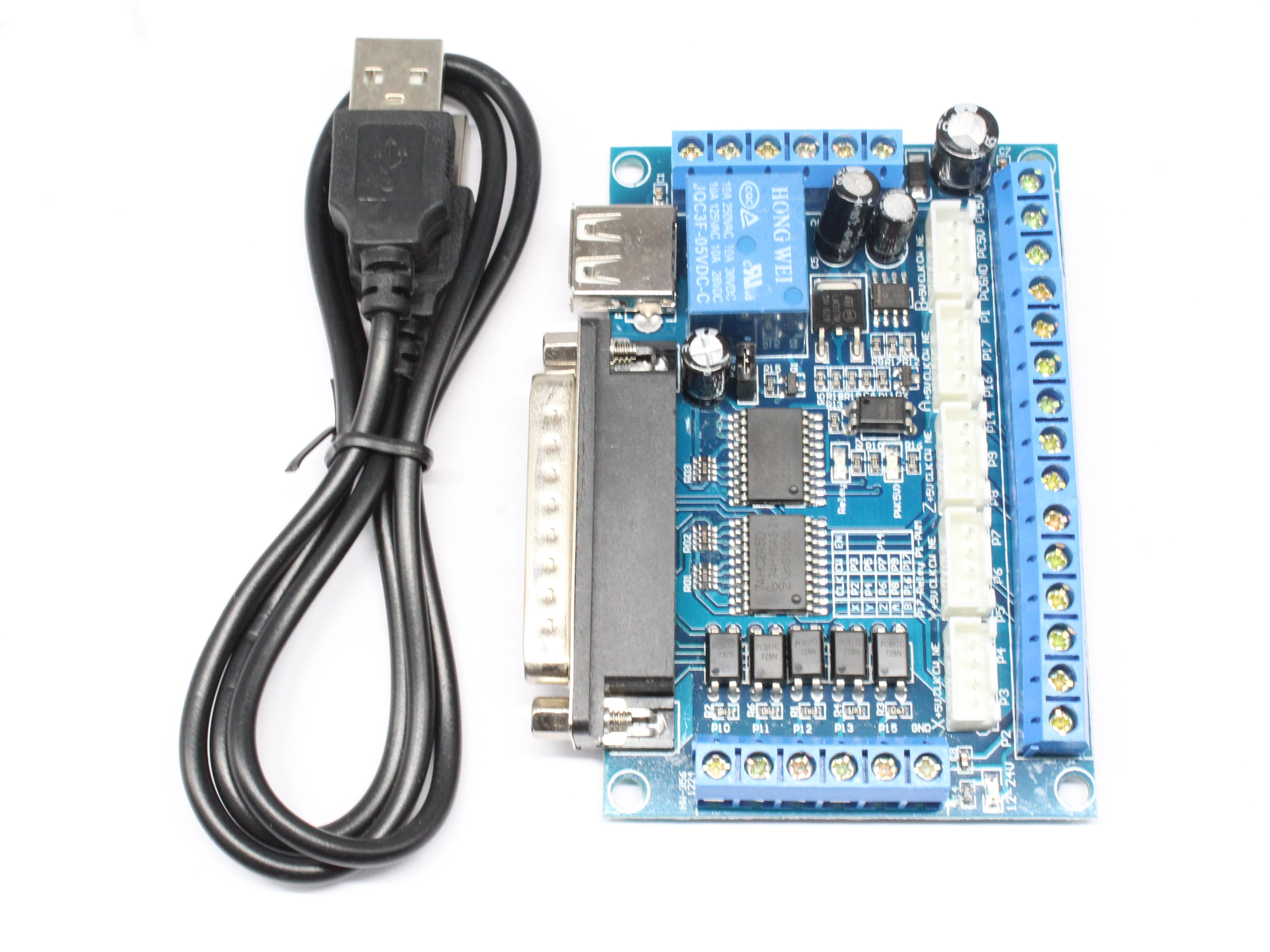 1pcs 5 Axis CNC Breakout Board Interface with USB Cable For Stepper Motor Driver MACH3 Parallel Port Control | Электронные