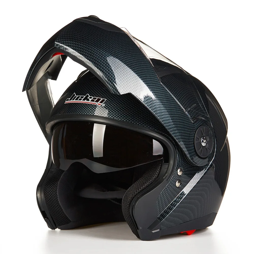 Шлем мотоциклетный модульный из углеродного волокна с двойным козырьком|helmet dot