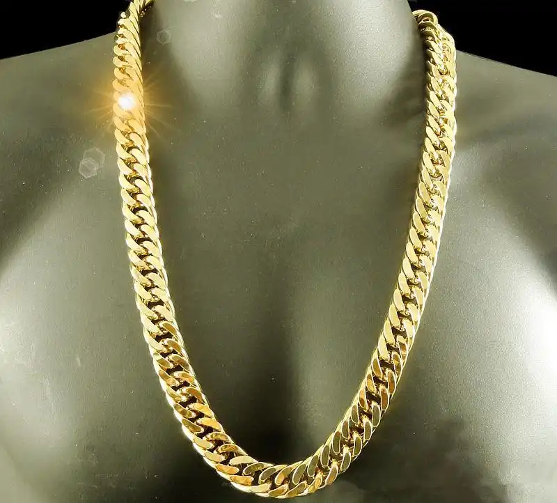 24K GOLD FILLED N28 CUBAN DOUBLE CURB CHAIN SOLID HEAVY MENS GIFT