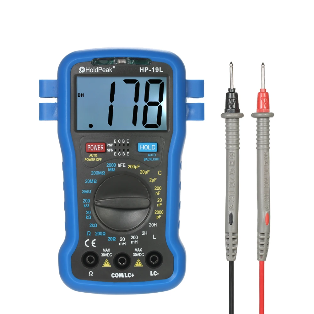 

HoldPeak Backlight LCD Digital LCR Multimeter Resistance Capacitance Inductance Transistor hFE Test Tester Meter
