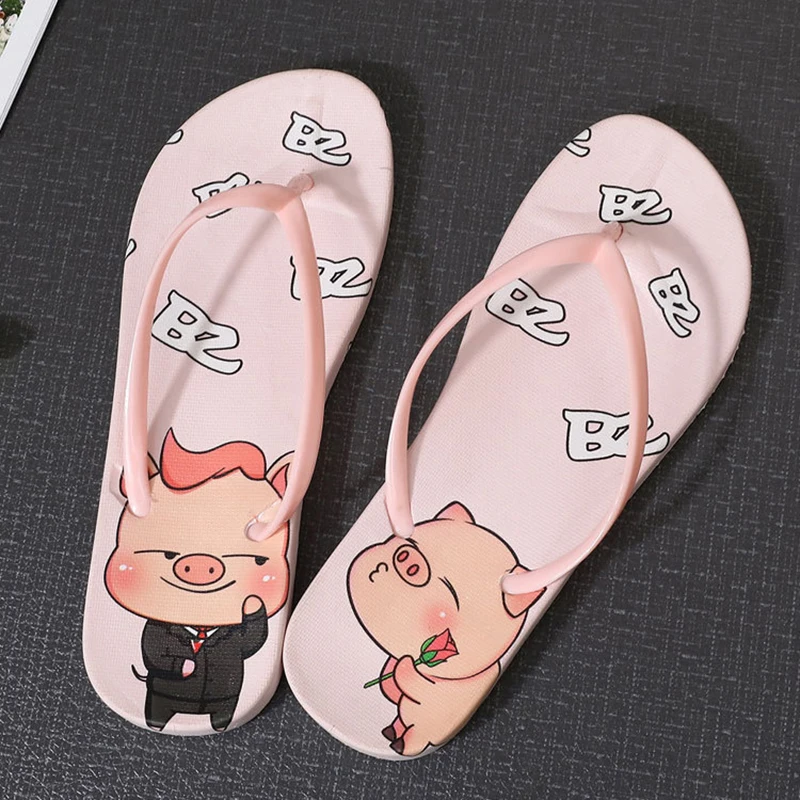 

PDMOSY flip flops women summer Flip-Flops for beach Slippers Fashion Cartoon Pink ladies Slippers Flats Shoes Sandals chanclas