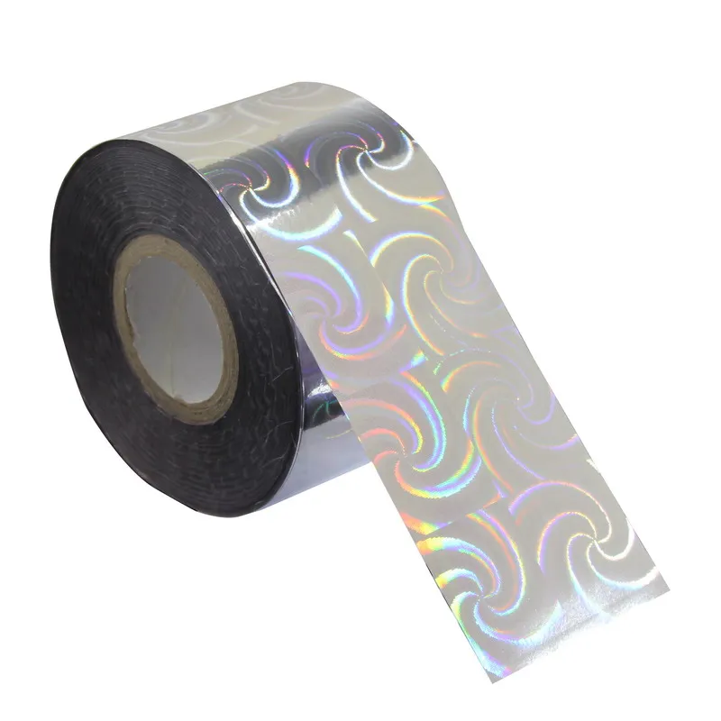 

120m*4cm Silver Shiny Glitter Nail Art Sticker Rainbow Effect Holographic Nail Transfer Foil For Nail Tip Decorations WY294