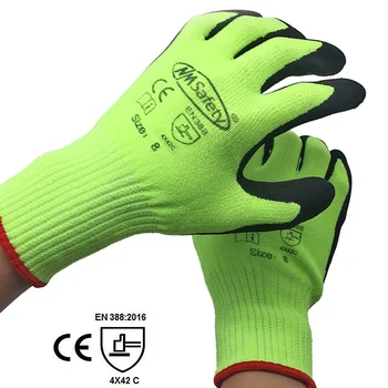 NMSafety Cut resistant liner dipping 샌디 니트릴 팜 보호 작업 장갑