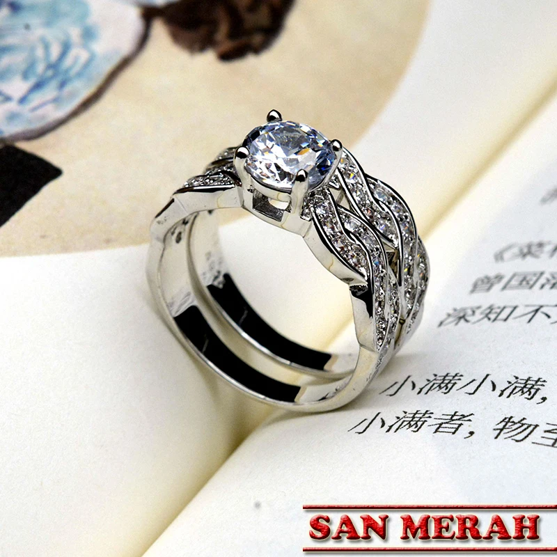 

two piece set/ Engagement and wedding Rings Sets For women charms rings fashion jewelry love cubic zirconia bridal set marquise