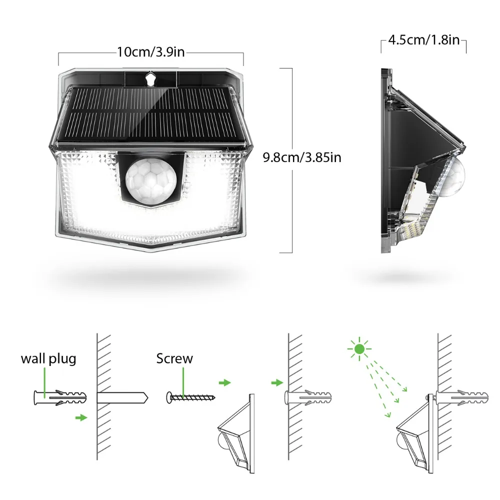 2 шт. Mpow 30 светодиодный солнечный свет Открытый PIR датчик движения свет 19.5% Высокоэффективная солнечная панель водонепроницаемый 270 градусов широкий угол