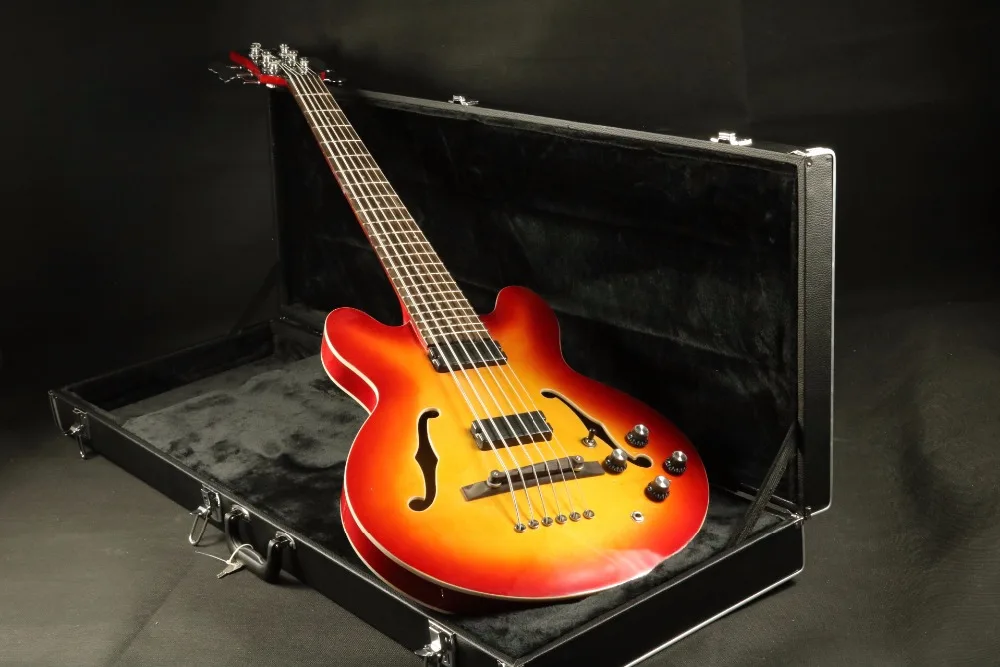 Handmade 6 string hollow body electric bass guitar bass Guitarra all
