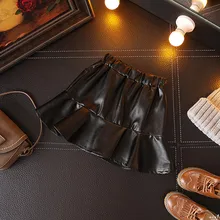 MESOLO/Осенняя Короткая юбка для девочек; детская юбка из искусственной кожи; короткая юбка для малышей