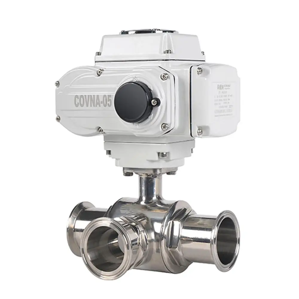 

1/2 inch Three Ways Sanitary Electric Ball Valve On Off Type Tri Clamp Connection PTFE Sealing T Port L Port Stainless Steel 304