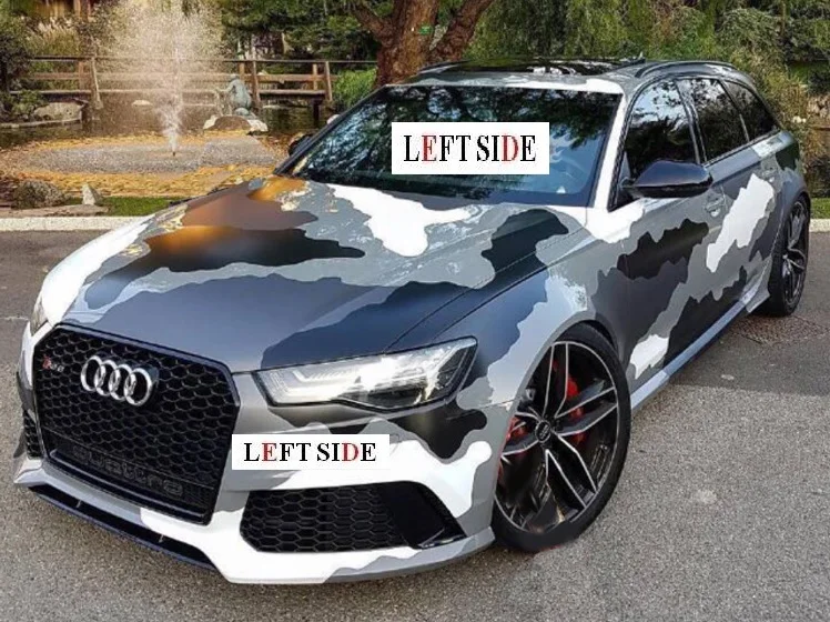

LEFT SIDE Car Stickers Tailor-Made Car Styling Black and White Gray Camouflage Film Inkjet Waterproof Cover Protection Film
