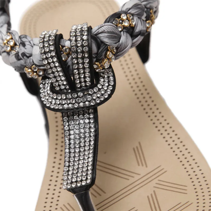 CEYANEAO летние Новая Женская обувь в богемном стиле, украшенные бриллиантам, Модные женские сандалии удобные, повседневные женские босоножки на каблуках Размеры