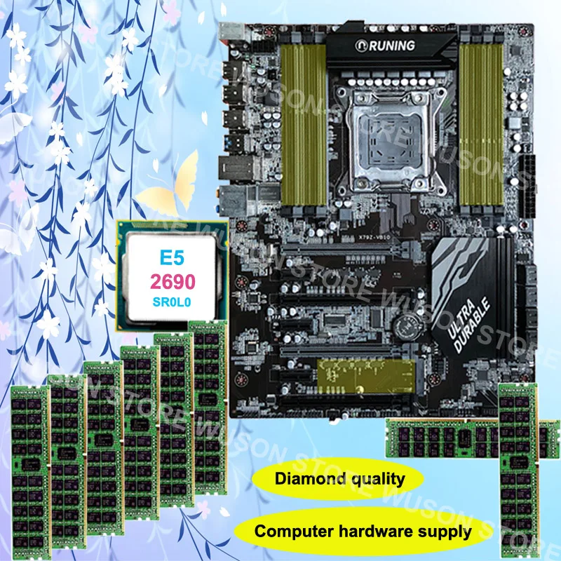 

Diamond Quality Runing Super X79 gaming motherboard support max 8*16G 1866 CPU Xeon E5 2690 C2 2.9GHz RAM 32G(8*4G) DDR3 REG ECC