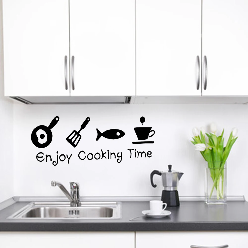 

Personalized enjoy cooking time Wall Sticker Self Adhesive Art Wallpaper For kitchen Decor Art Decoration DIY Home Decor