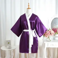 Плюс Размеры модная летняя Женская Мини кимоно короткий халат банный платье Фиолетовый Китайский Для женщин район юката Ночная рубашка