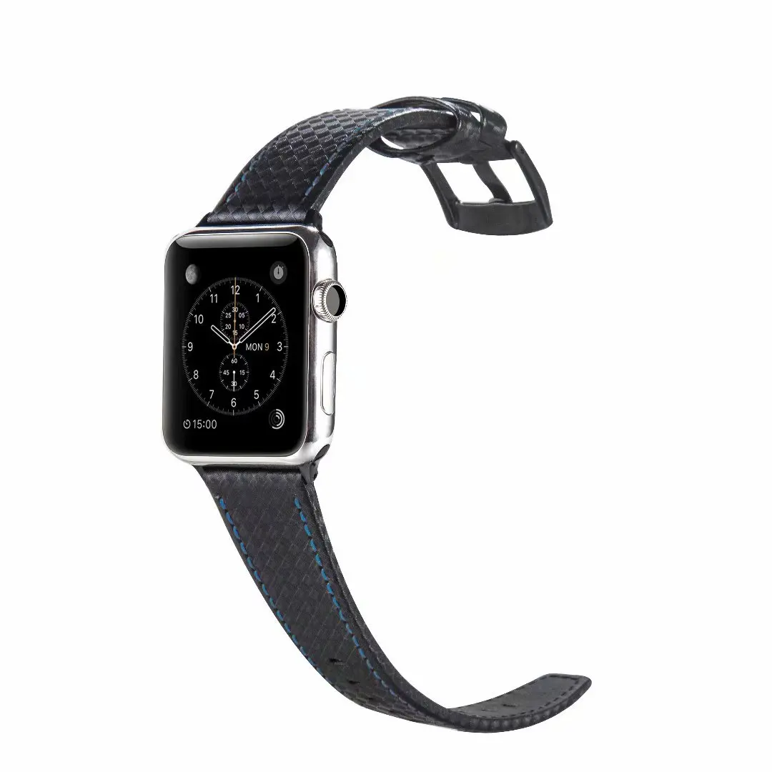 Углеродное волокно группа шов Стиль браслет для наручных часов Apple Watch 4 40 мм 44 мм серии 3 сменный браслет наручных часов ремень Для мужчин/Для женщин, 38, 42 мм, версия