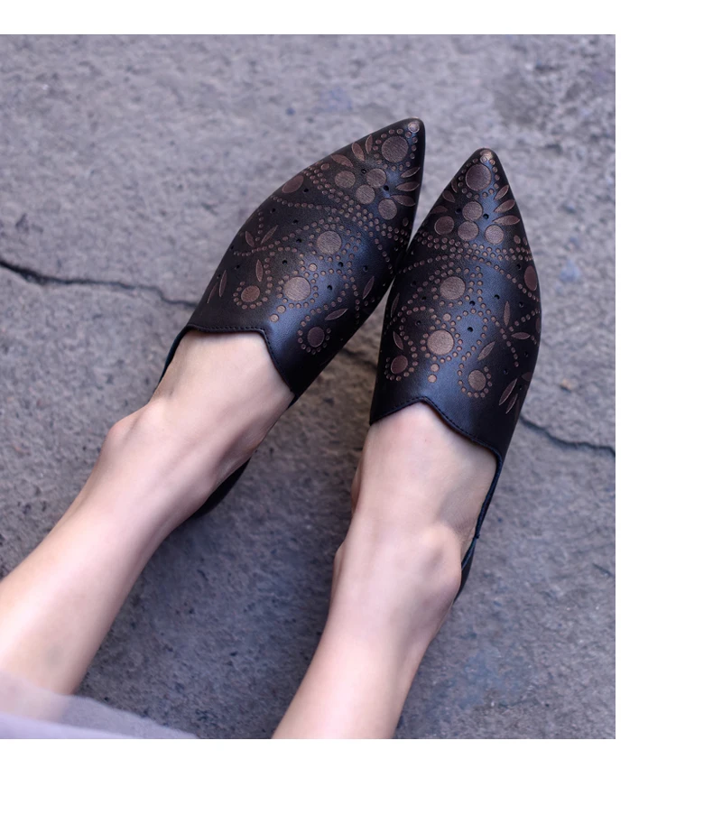 Artmu/оригинальные винтажные женские туфли на плоской подошве с острым носком; новые удобные туфли ручной работы из натуральной кожи на мягкой подошве с вырезами и цветами; 988-3