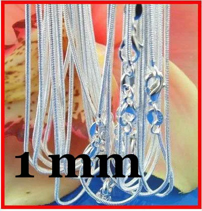 

C008(1mm) Factory Price Free Shipping Silver 1mm Snake Necklace Chain Fashion Jewelry Chains