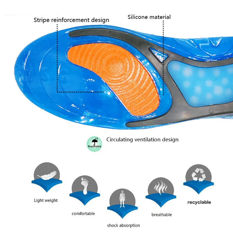 Силиконовые гелевые стельки ортопедический Уход за ногами обувь подошва спортивные стельки амортизация колодки арка для мужчин и женщин