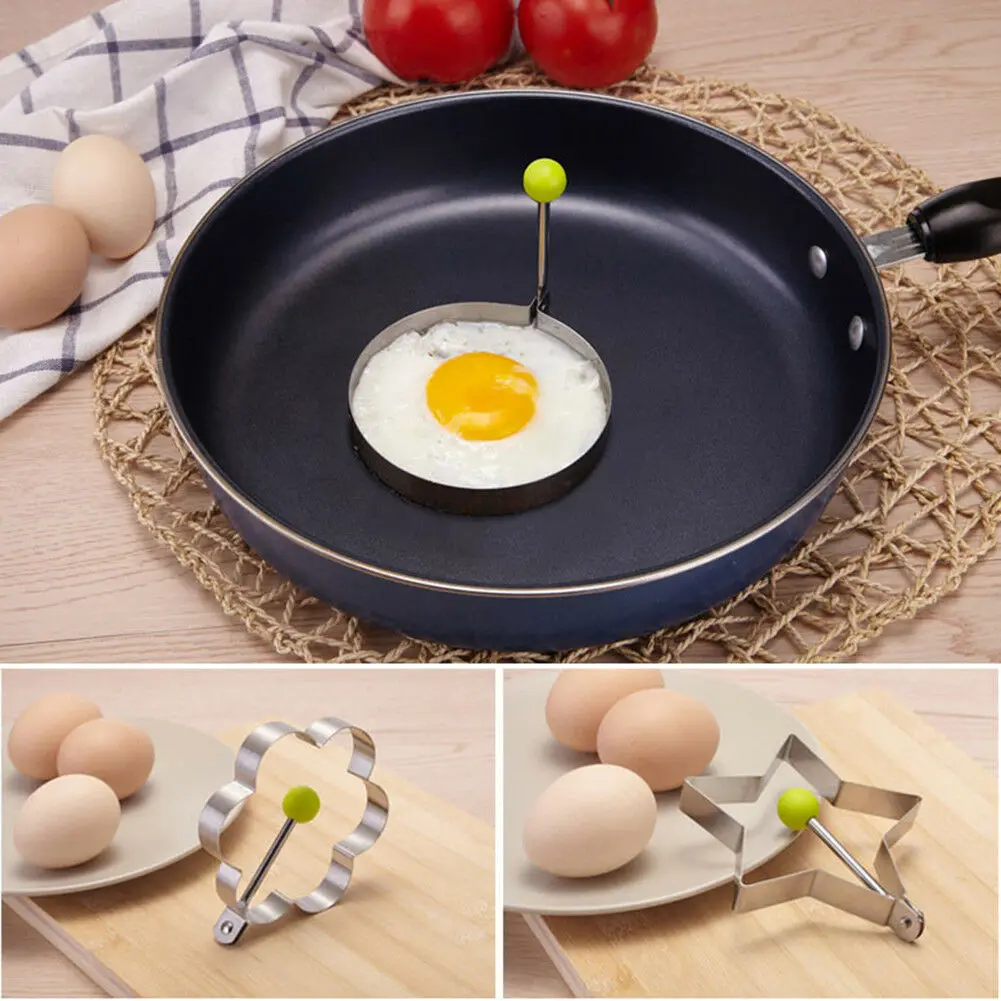 1Pc DIY Stainless Steel Fried Egg Shaper Pancake Rings Mould Egg Beater Slicer Mold Kitchen Cooking Tools Gadgets Accessories