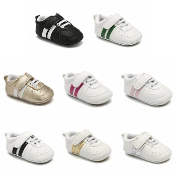 

Baby Shoes Pu Leather Shoes Sports Sneakers Newborn Baby Boys Girls Stripe Pattern Shoes Infant Toddler Soft Anti-slip Shoes