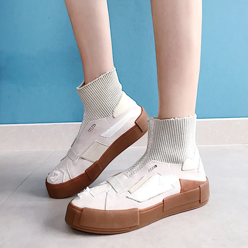 

SWYIVY Socks Shoes Woman Sneakers High Top Flats 2018 Breathable Female Casual Shoes Summer Autumn Lady Sneakers Fashion Girl