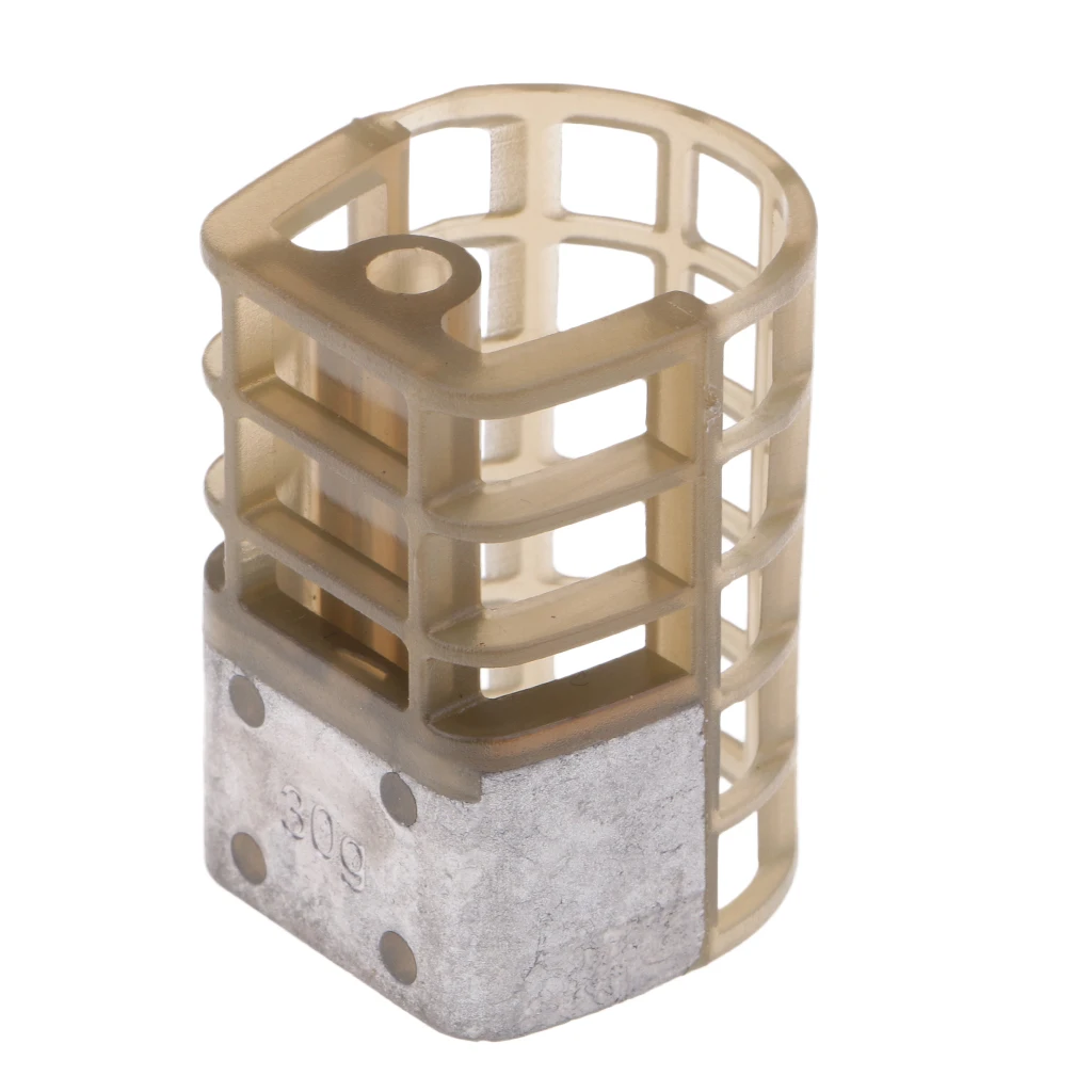 30g Plastic In Line Pellet Feeder Coarse Fishing Feeders Bait Cage Lure Holder Basket S/L Two Sides