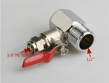 

Long tee +3/ 8 inch ball valve RO water purifier 1/2 inch turn 3/8 inch thick metal valves with 3/8'' pipe Free Shipping