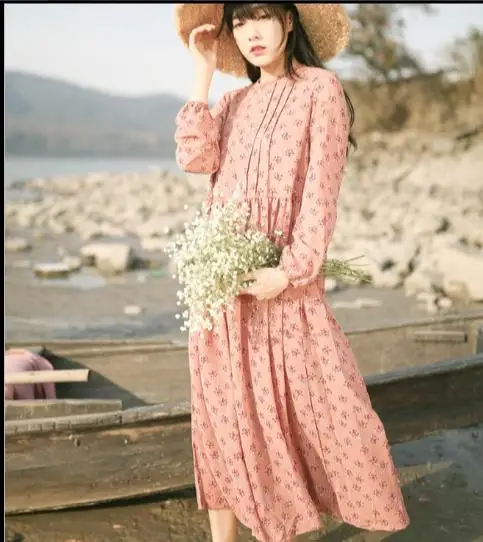 Милое Платье Мори для девушек 2019 Boho весенне летнее платье женщин розовые длинные
