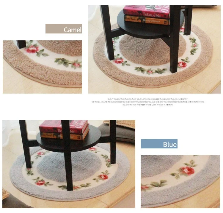 Пасторальный цветочный нескользящий коврик для ванной комнаты, круглый коврик для пола, коврик для стула, домашний декор, дверной коврик для ванной, 5 цветов, 2 размера