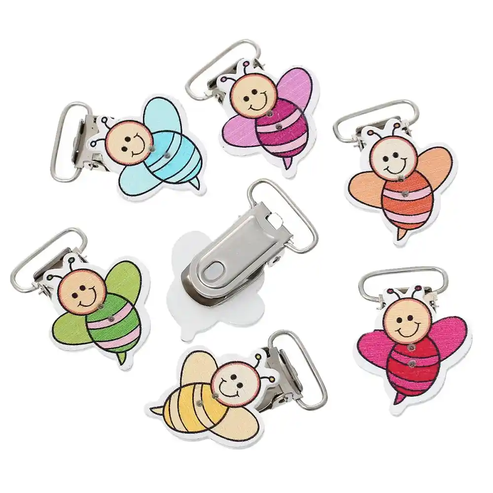 15Pcs Wooden Baby Solid Pacifier Clips Holders Infant Soother Clasps Holders