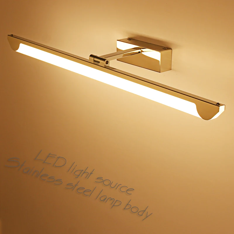 الفولاذ المقاوم للصدأ الحديث LED الجبهة مرآة ضوء الحمام ماكياج جدار مصابيح led الغرور المرحاض الحائط الشمعدانات تركيبة إضاءة